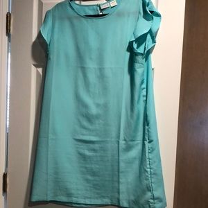 For Color Aqua Dress with ruffle cap sleeves